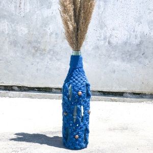 Macrame and Beaded Glass Bottle